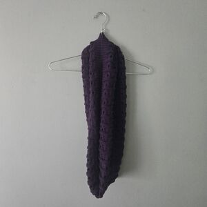 Knitted Eggplant Purple Infinity Knitted Scarf